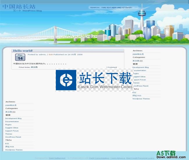 wordpress Blue City模板