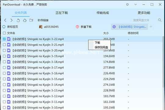 PanDownload中新番下载的具体步骤截图
